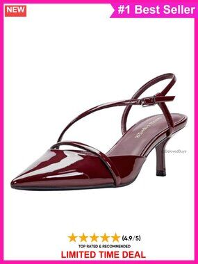 Kitten Heel Slingback Pointy Toe Pump Adjustable Strap